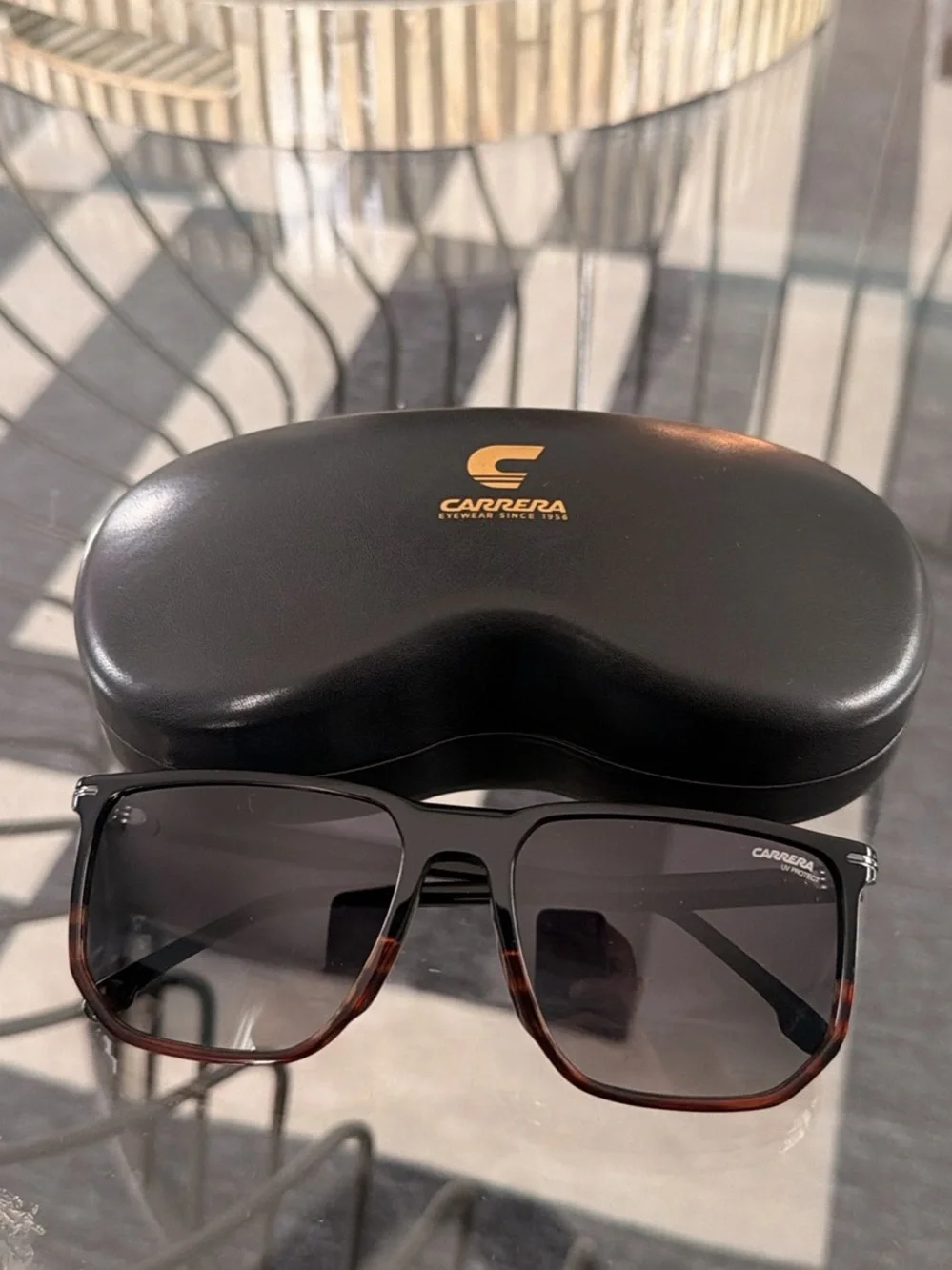 Carrera Black & Tortoiseshell Square Sunglasses with Gray Lenses